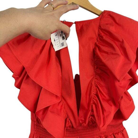 NWT Zara Womens Red Ruffle Mini Dress Blogger Favorite Small 1971/154/649 - Picture 8 of 15